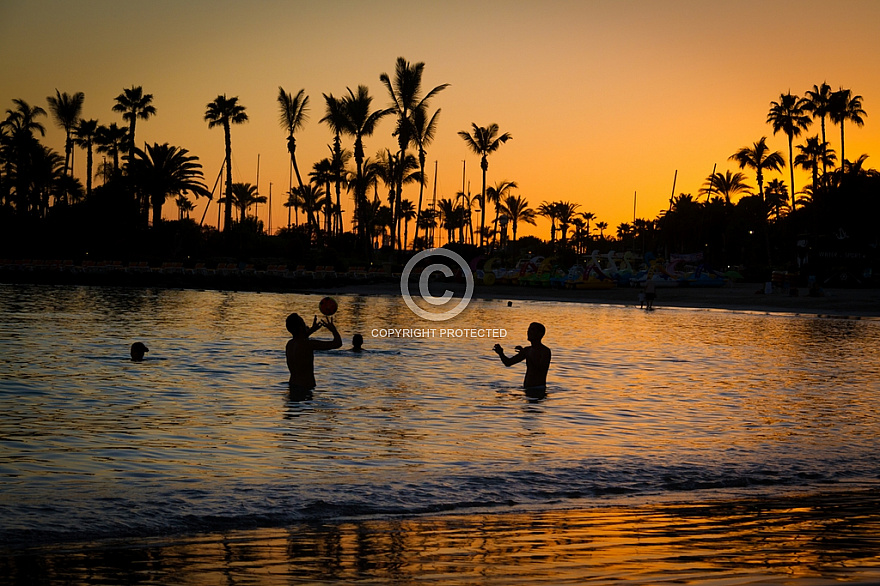 Anfi Beach at Sunset